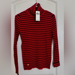 Ralph Lauren Red and black striped turtleneck sweater